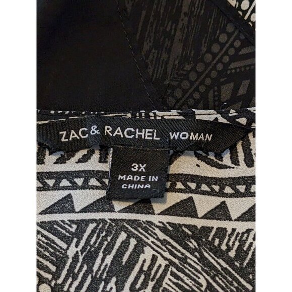 Zac Rachel Poncho Top Womens Plus 3X Semi Sheer Boho Artsy Black White Witchy - Picture 8 of 9